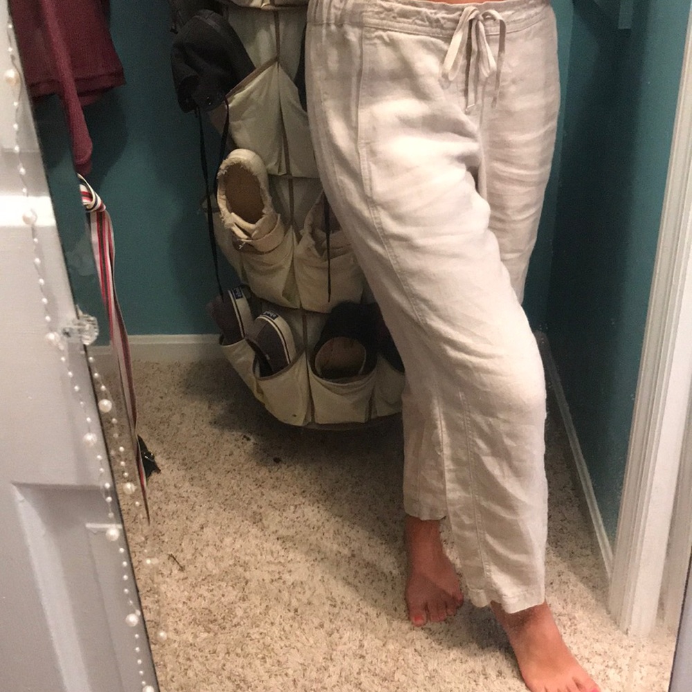 linen khaki loose pants
